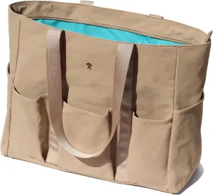 Utility Tote Bag Weekender Duffle Bag with 13 Pockets - Perfect for Travel, Work, Gym, Beach, Teachers, and Nurses (Khaki)