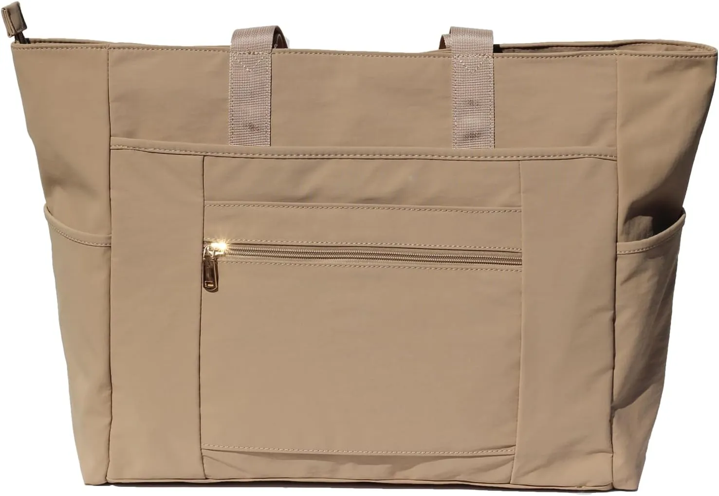 Utility Tote Bag Weekender Duffle Bag with 13 Pockets - Perfect for Travel, Work, Gym, Beach, Teachers, and Nurses (Khaki)