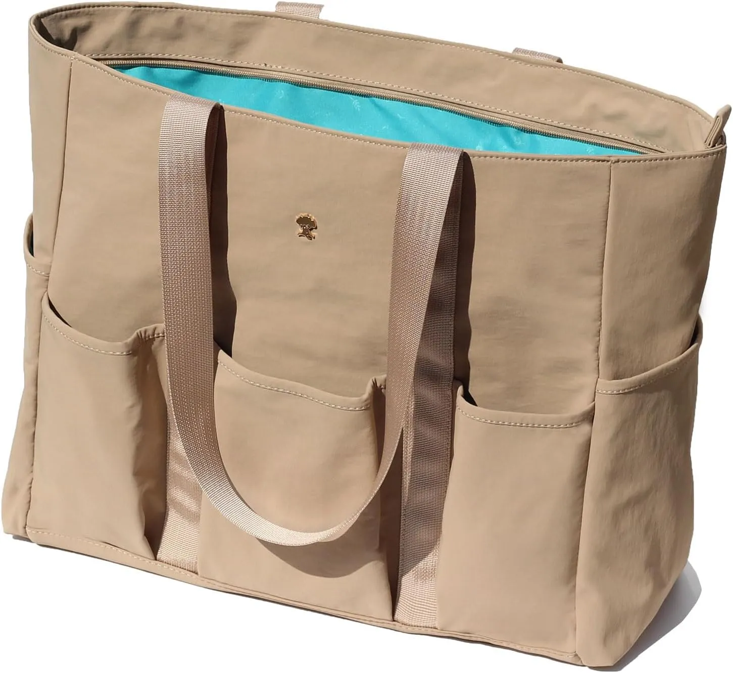 Utility Tote Bag Weekender Duffle Bag with 13 Pockets - Perfect for Travel, Work, Gym, Beach, Teachers, and Nurses (Khaki)
