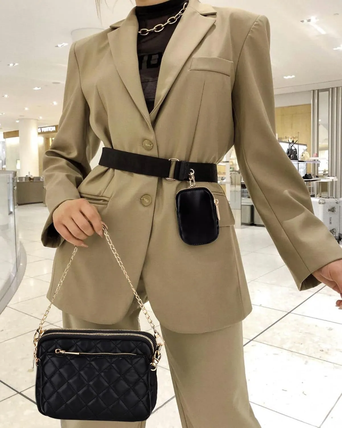 UTO Small Crossbody Bags for Women 3 in 1 Trendy Belt Purse Fashion Designer Mini Cute Sling Fanny Chest Pack
