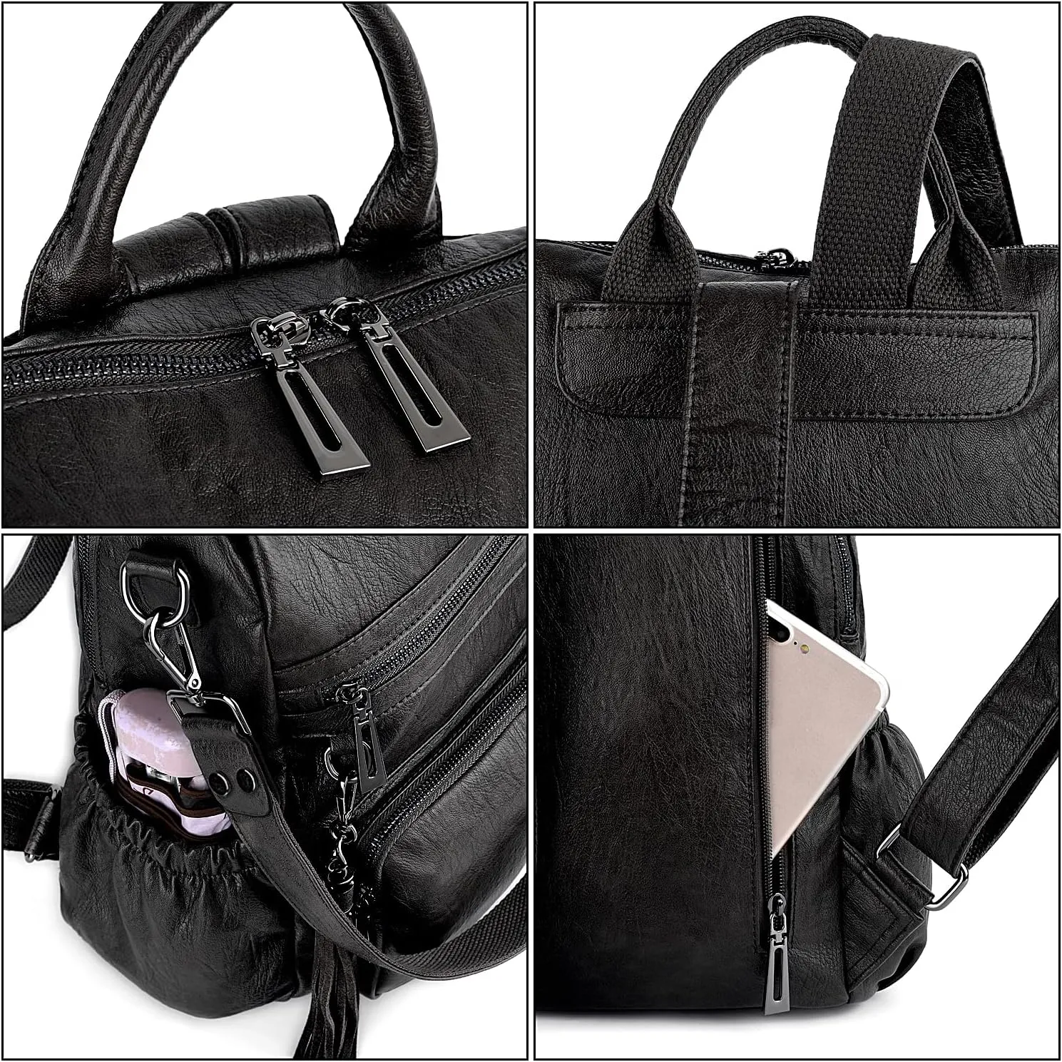 UTO Women Backpack Purse Leather Vegan Ladies Fashion Designer Rucksack Convertible Travel Shoulder Bag with Tassel