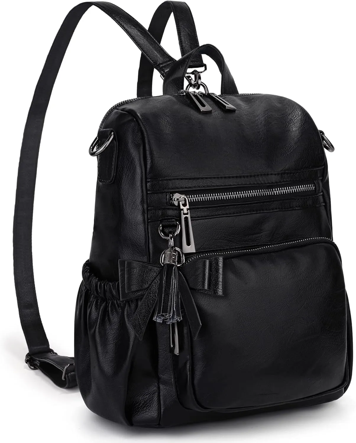 UTO Women Backpack Purse Leather Vegan Ladies Fashion Designer Rucksack Convertible Travel Shoulder Bag with Tassel