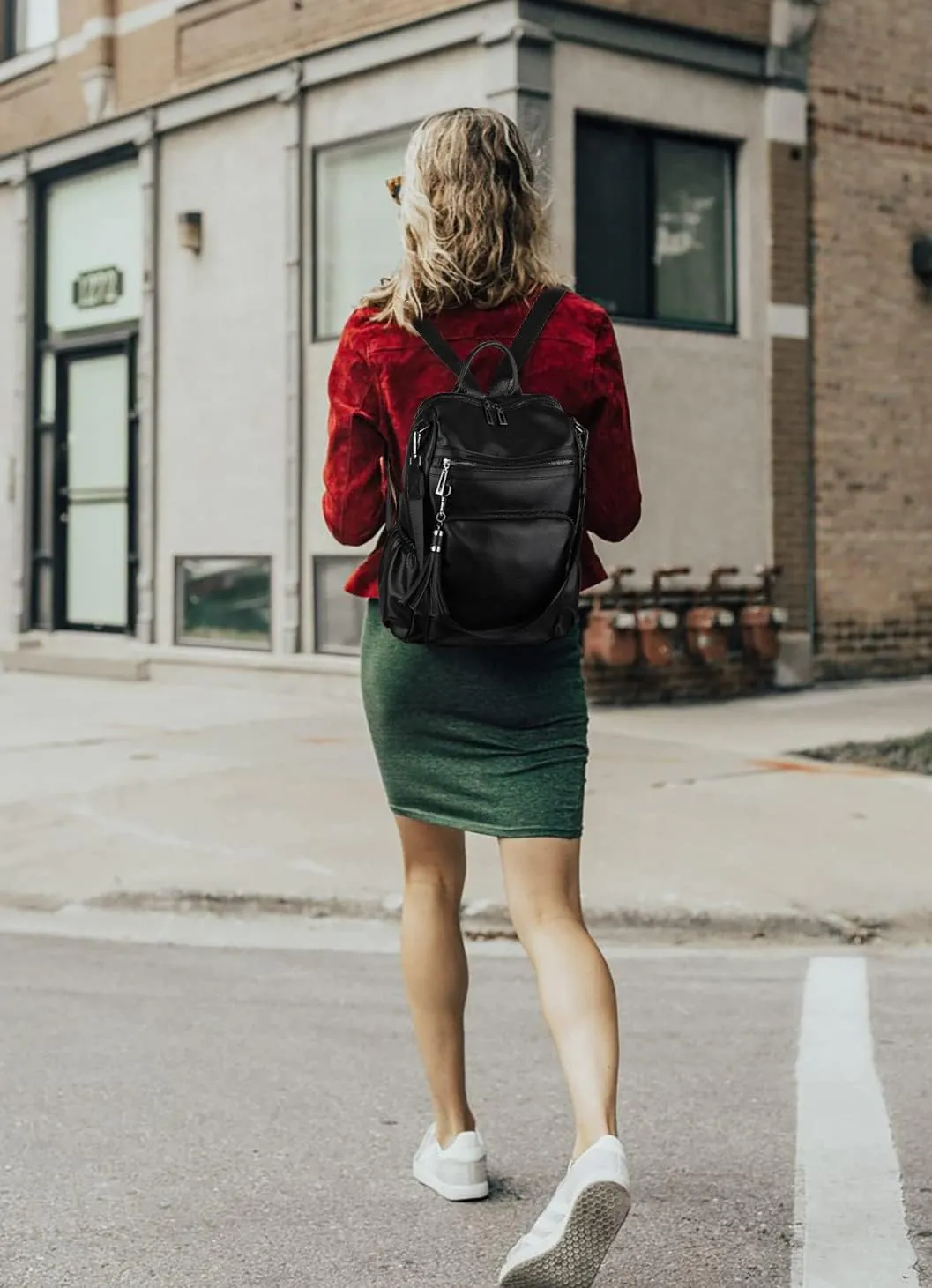 UTO Women Backpack Purse Leather Vegan Ladies Fashion Designer Rucksack Convertible Travel Shoulder Bag with Tassel
