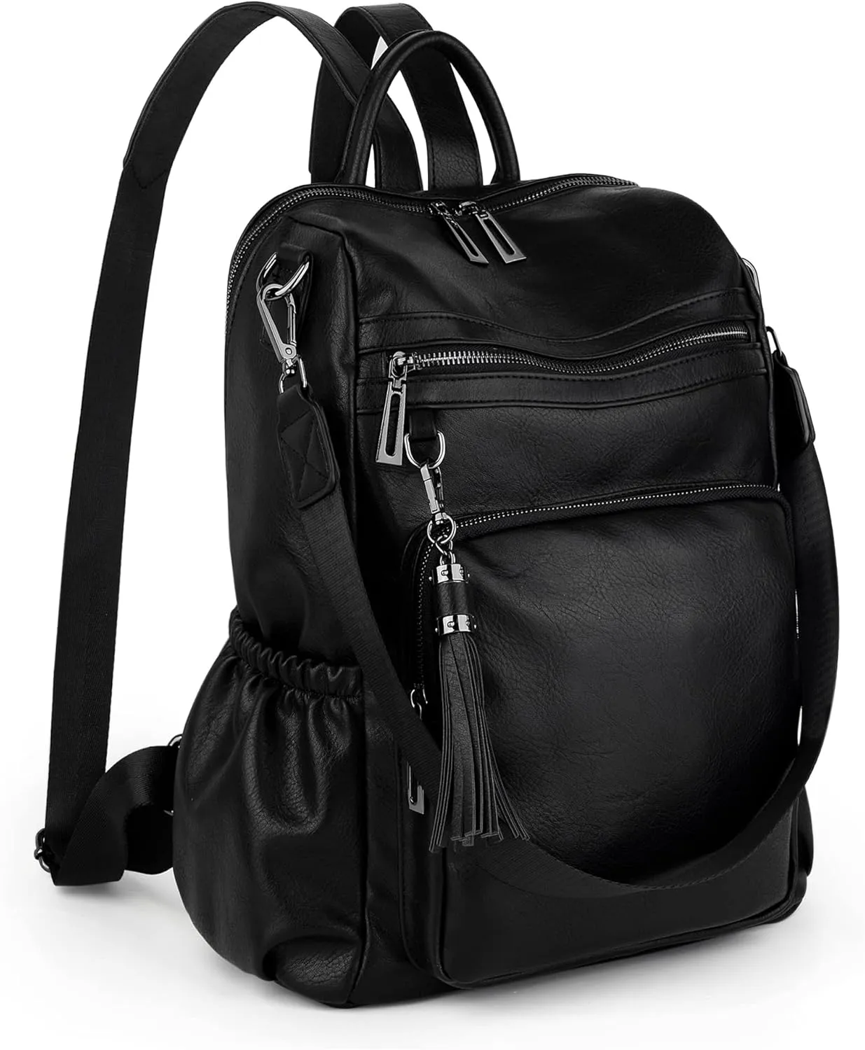 UTO Women Backpack Purse Leather Vegan Ladies Fashion Designer Rucksack Convertible Travel Shoulder Bag with Tassel