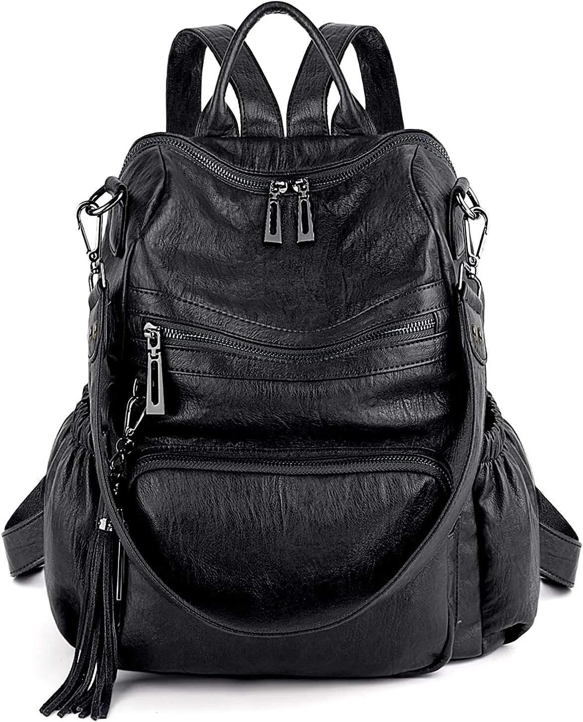 UTO Women Backpack Purse Leather Vegan Ladies Fashion Designer Rucksack Convertible Travel Shoulder Bag with Tassel