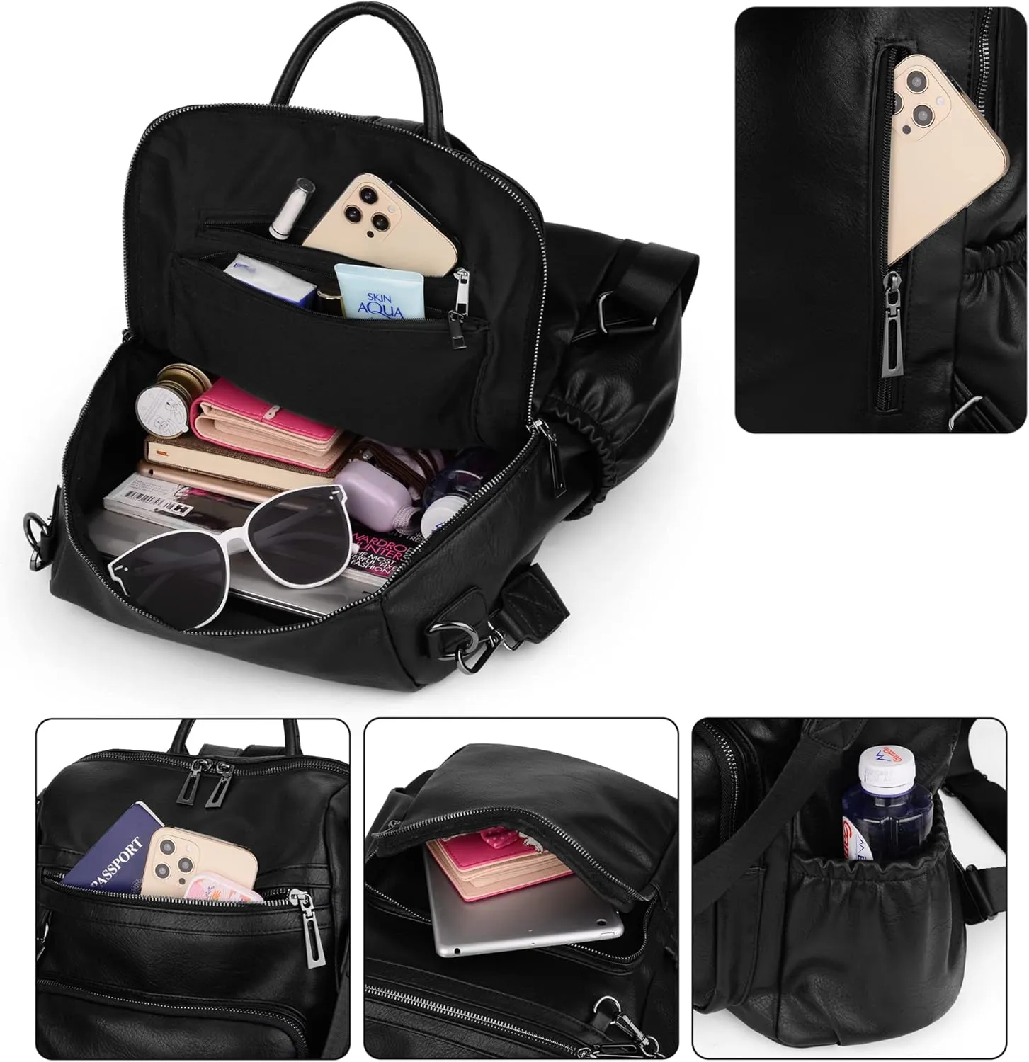 UTO Women Backpack Purse Leather Vegan Ladies Fashion Designer Rucksack Convertible Travel Shoulder Bag with Tassel