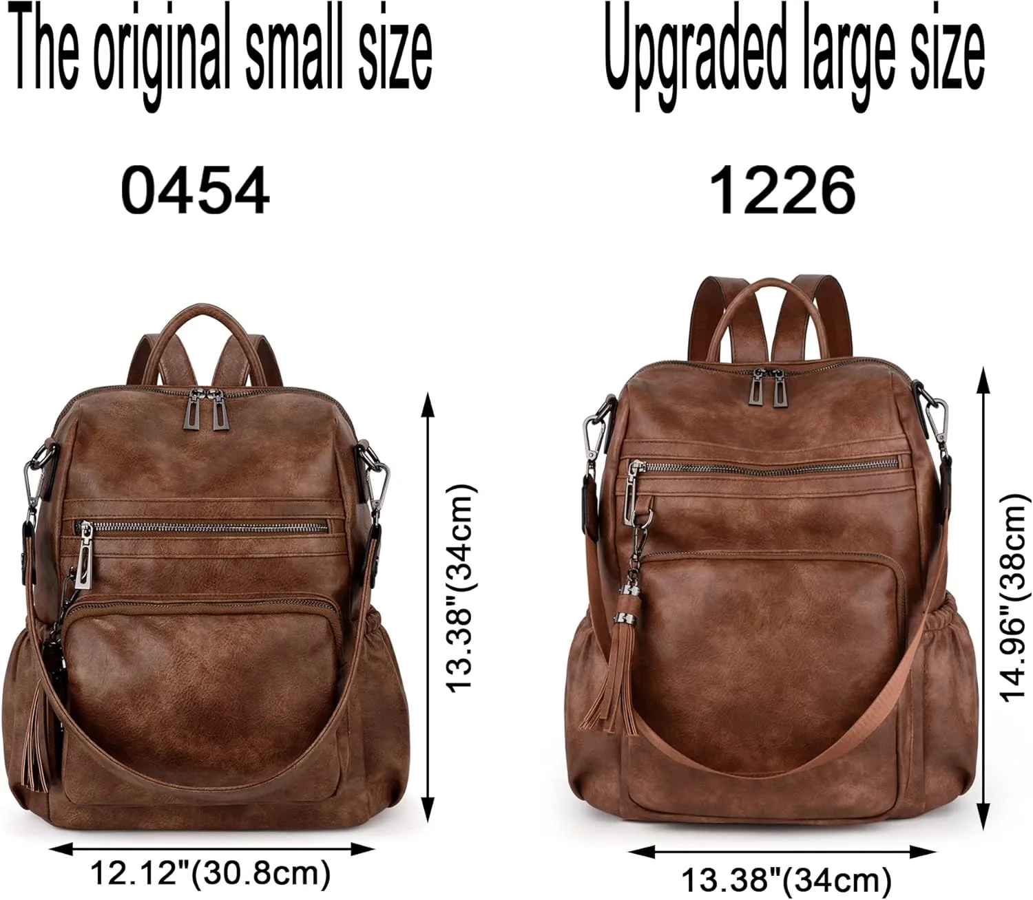 UTO Women Backpack Purse Leather Vegan Ladies Fashion Designer Rucksack Convertible Travel Shoulder Bag with Tassel
