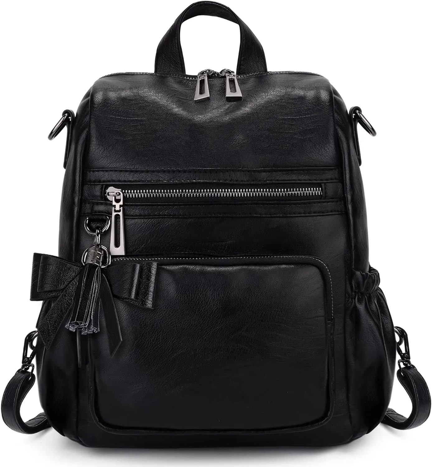 UTO Women Backpack Purse Leather Vegan Ladies Fashion Designer Rucksack Convertible Travel Shoulder Bag with Tassel