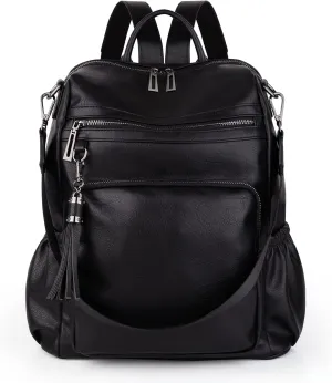 UTO Women Backpack Purse Leather Vegan Ladies Fashion Designer Rucksack Convertible Travel Shoulder Bag with Tassel