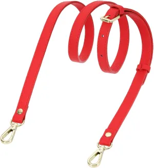 uxcell Genuine Leather Purse Strap, 41.7"-51.2" Adjustable Crossbody Replacement Straps 0.6" Width for Women Handbags Shoulder Bag (Bright Red, Gold Buckle)