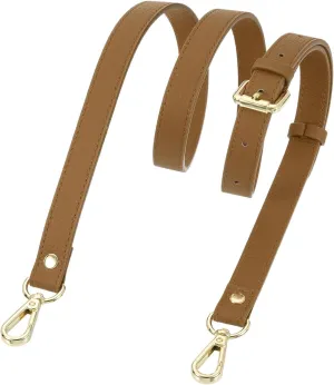 uxcell Genuine Leather Purse Strap, 41.7"-51.2" Adjustable Crossbody Replacement Straps 0.7" Width for Women Handbags Shoulder Bag (Cool Brown, Gold Buckle)