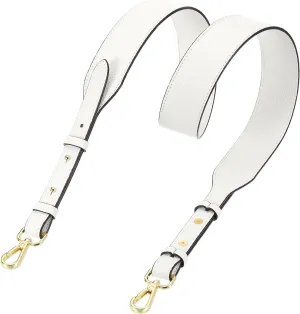 uxcell PU Leather Purse Strap, 41.7"-45.3" Adjustable Crossbody Replacement Straps 1.5" Width for Handbags, Shoulder Bag (White, Gold Clasp)