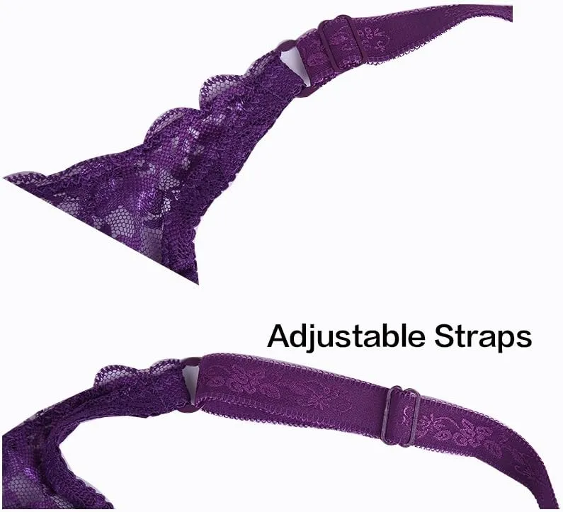 uxcell Women Full Cup Bras Breathable Comfort Floral Lace Full Coverage Non Padded Underwired Bra
