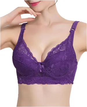 uxcell Women Full Cup Bras Breathable Comfort Floral Lace Full Coverage Non Padded Underwired Bra