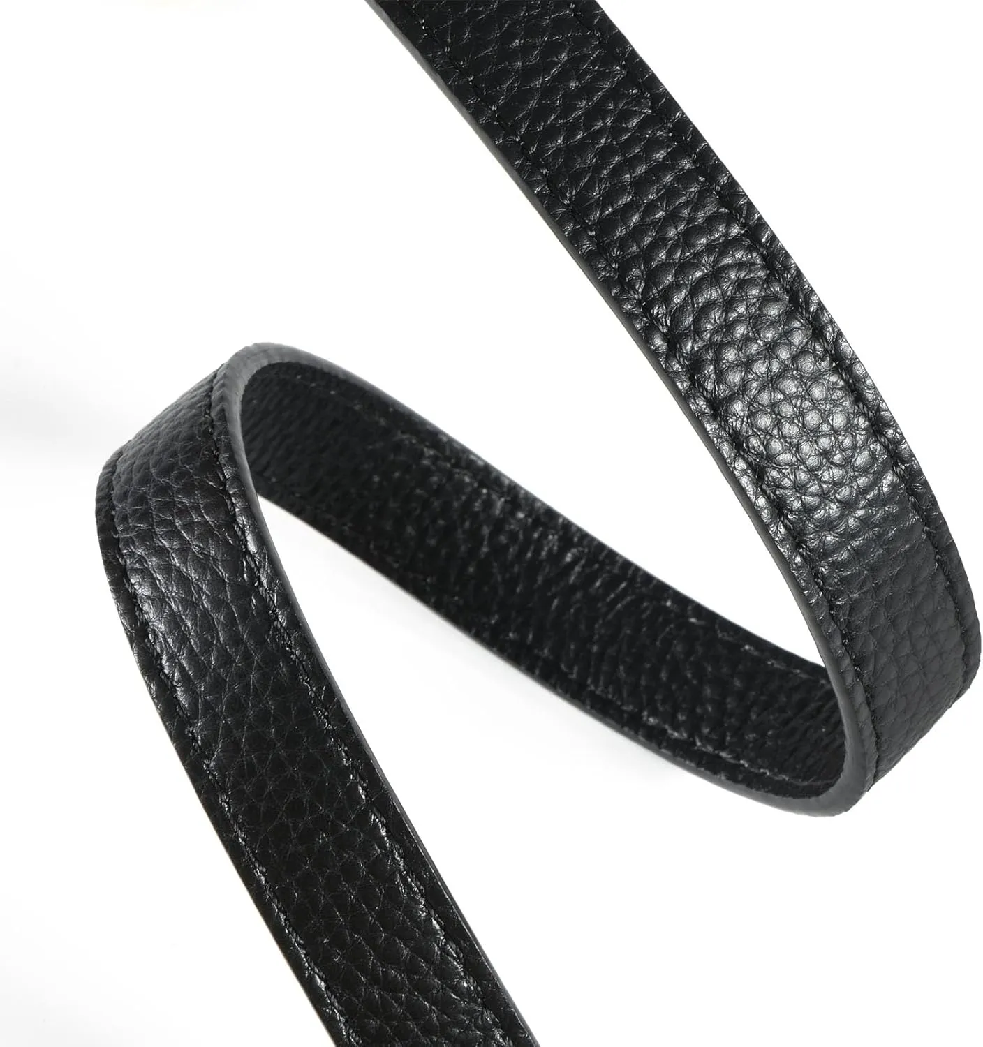 VanEnjoy 26 Inch Full Grain Leather Replacement Hand Strap for Handbag Shoulder Bag Purse(Black-Silver Metal)