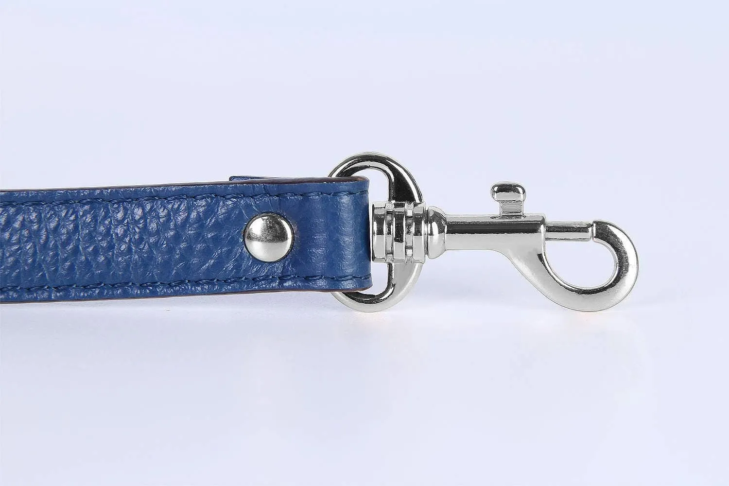VanEnjoy Full Grain Leather Adjustable Crossbody Straps Replacement - 0.7” Wide, 25”-51” Long (Blue-Silver Buckles)