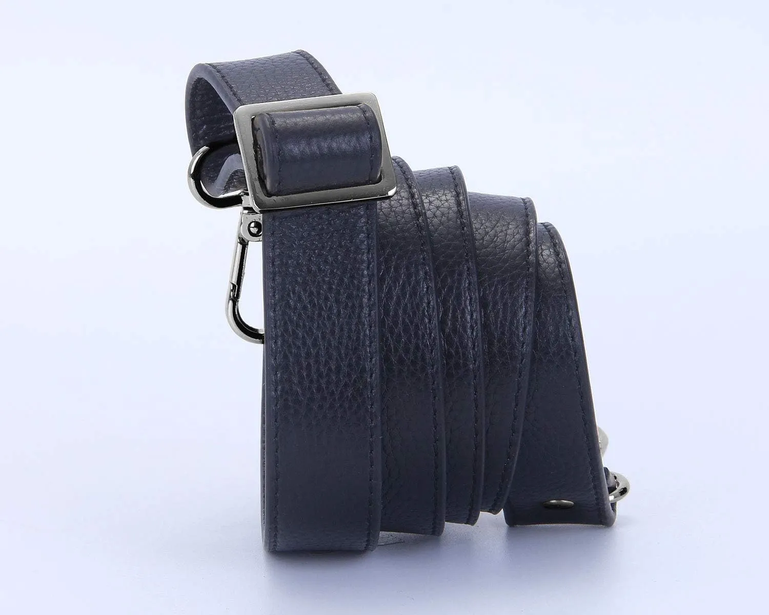 VanEnjoy Full Grain Leather Adjustable Replacement Strap Cross Body Bag Purse,1 inch wide(Black-Grey Buckles)