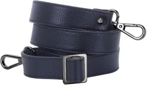 VanEnjoy Full Grain Leather Adjustable Replacement Strap Cross Body Bag Purse,1 inch wide(Black-Grey Buckles)