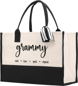 VANESSA ROSELLA Grandma's Getaway Cotton Canvas Tote Bag Grandma Gift Bag Shopping Bag