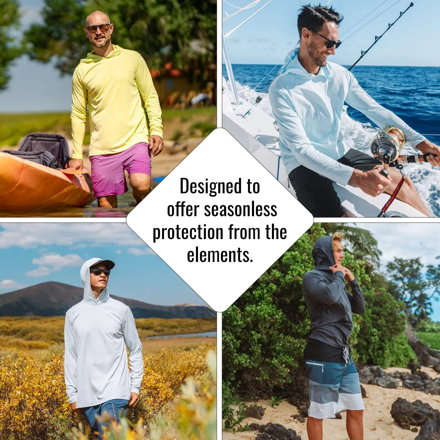 Vapor Apparel Men’s UPF 50  UV Sun Protection Long Sleeve Performance Hoodie for Sports and Outdoor Lifestyle