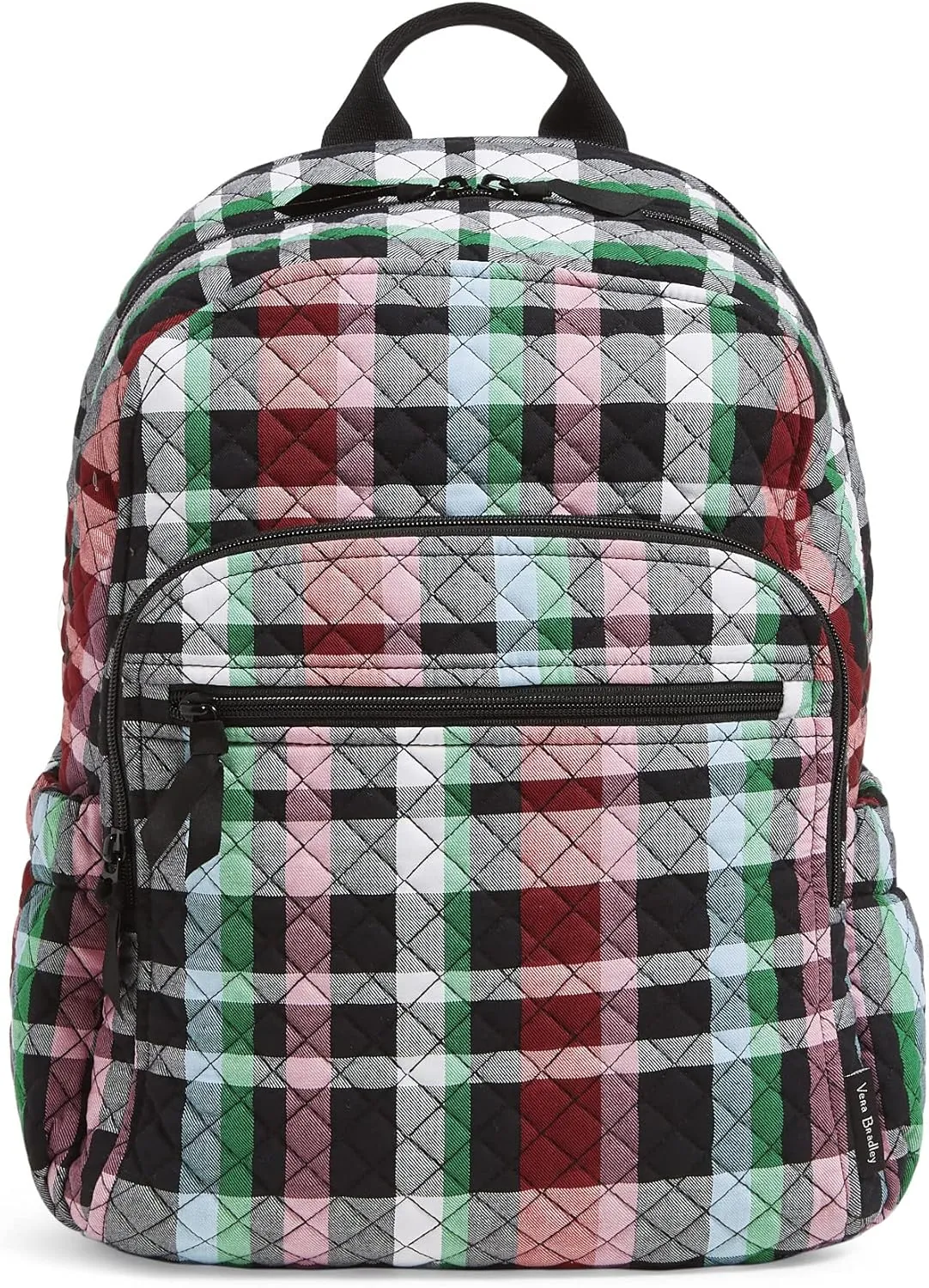 Vera Bradley Women's Cotton Campus Backpack, Ribbons Plaid - Recycled Cotton, One Size