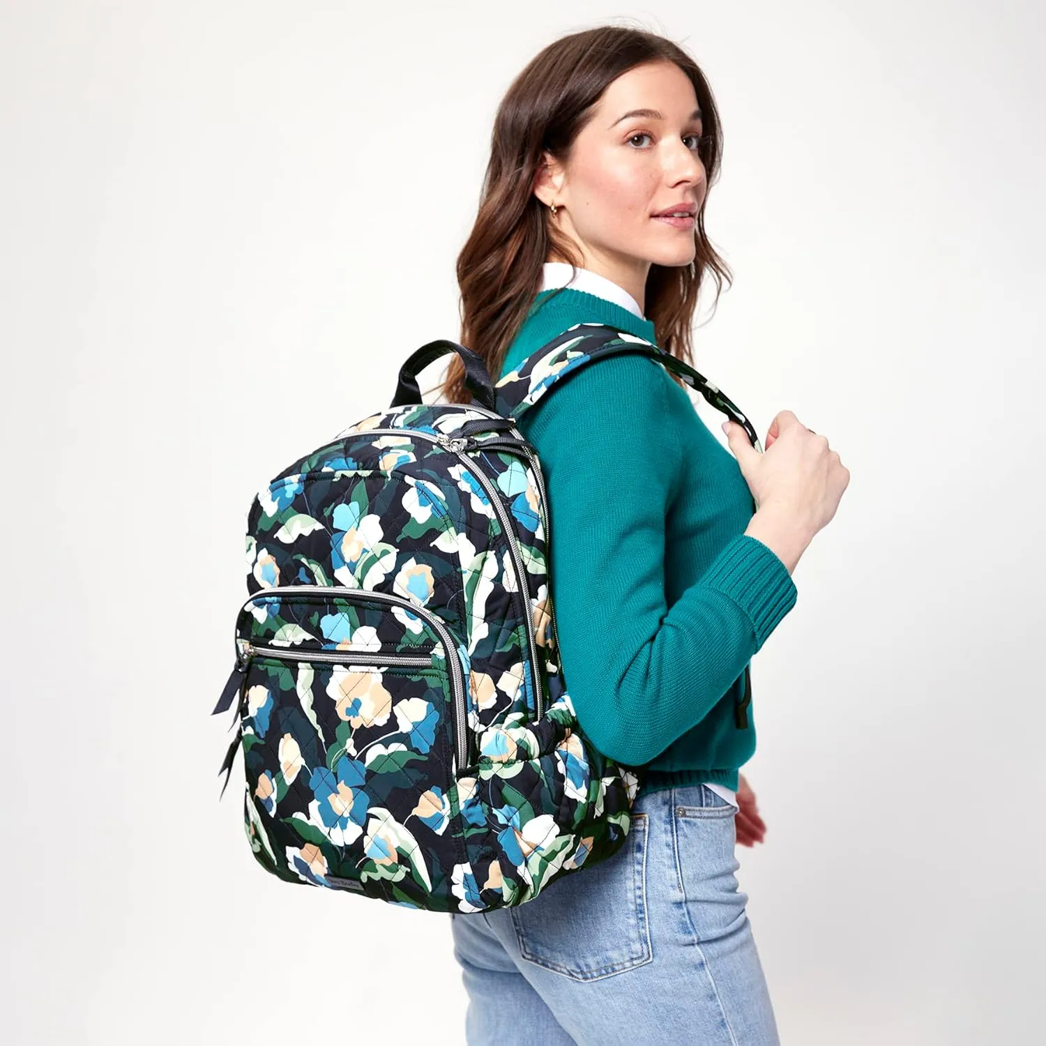 Vera Bradley Women's Performance Twill Campus Backpack, Immersed Blooms, One Size