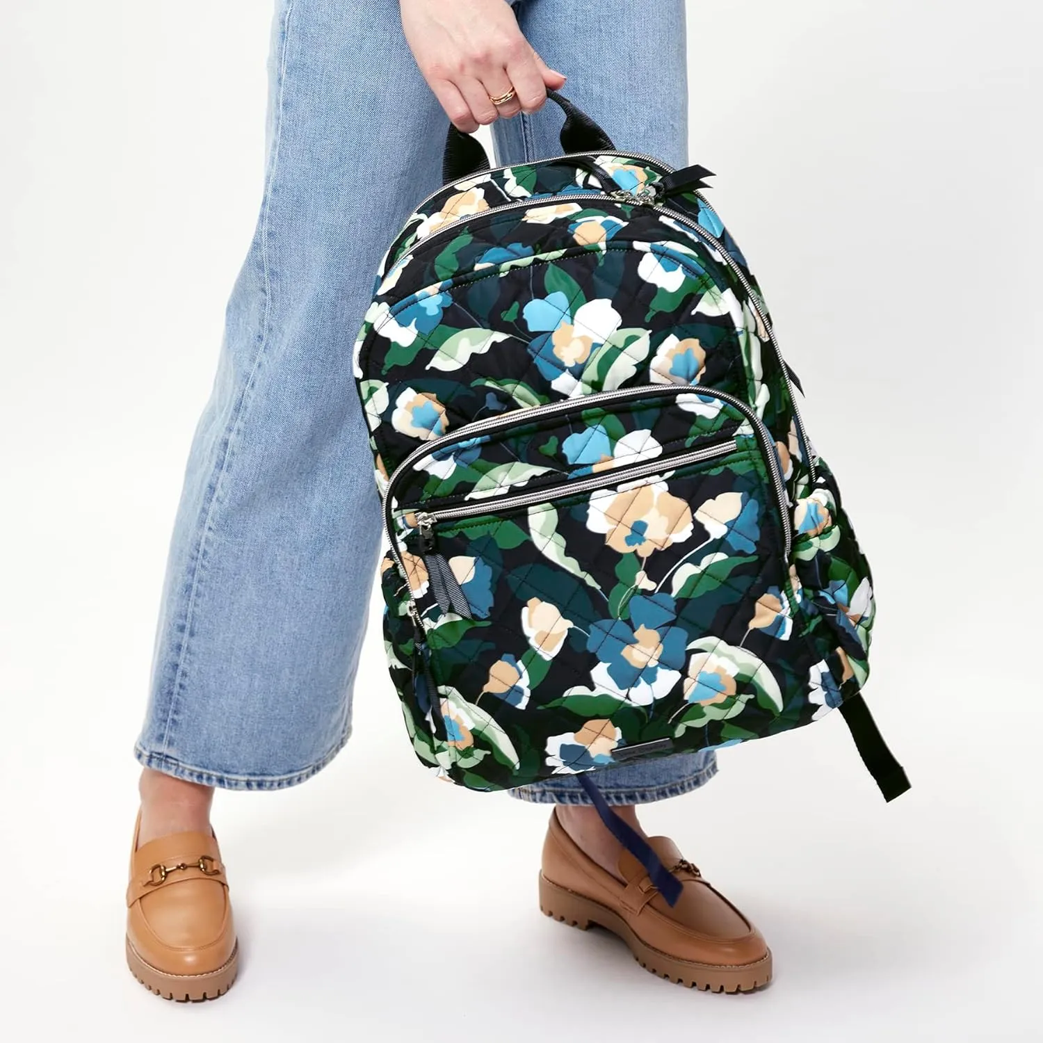 Vera Bradley Women's Performance Twill Campus Backpack, Immersed Blooms, One Size