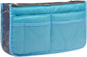Vercord Purse Organizer Insert for Handbags Bag Organizers Inside Tote Pocketbook Women Nurse Nylon 13 Pockets Blue Medium