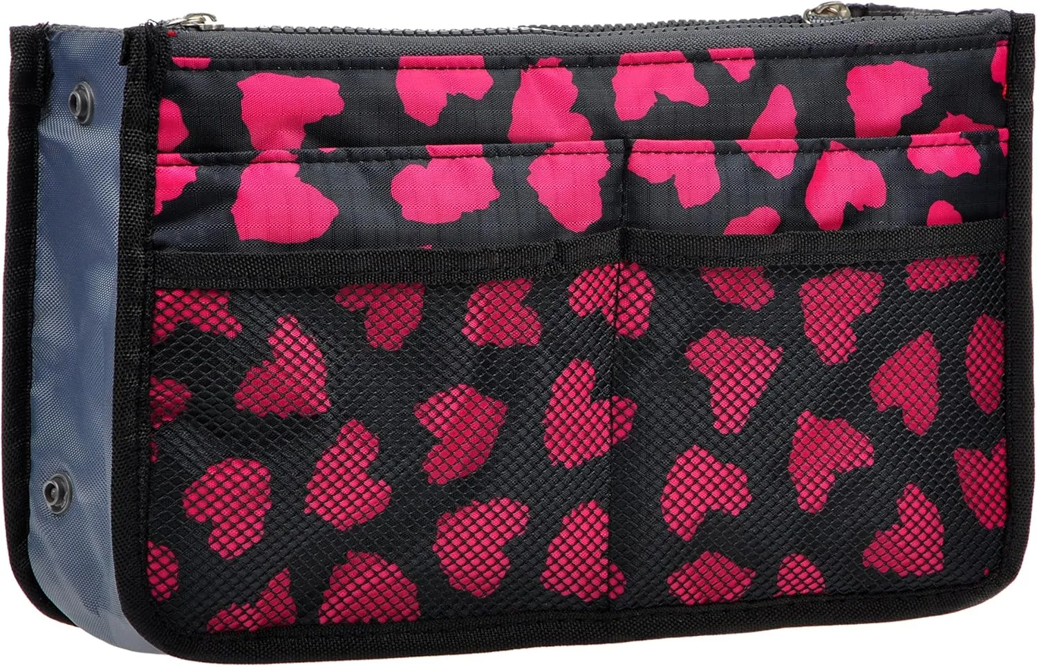 Vercord Purse Organizer Insert for Handbags Bag Organizers Inside Tote Pocketbook Women Nurse Nylon 13 Pockets Rose Heart Medium