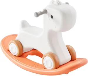 VEVOR Toddler Rocking Horse 3-in-1, Convertible to Balance Board, Equipped with 4 Gentle Wheels, Supports Children up to 80 lbs, Durable HDPE, 40° Swing Range, in Vibrant Red