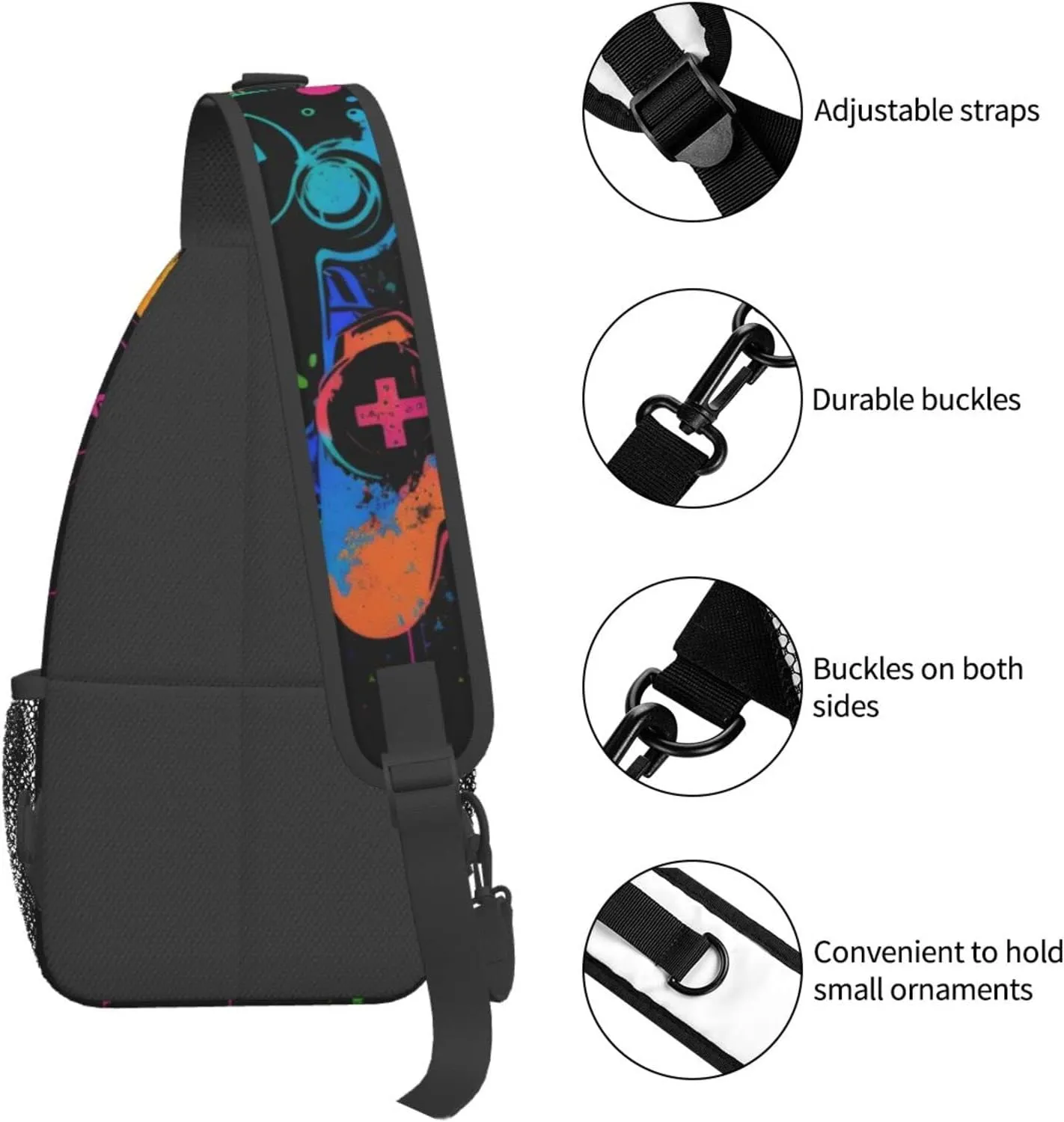 Video Game Controller Crossbody Sling Backpack For Women & Men Chest Sling Backpack Casual For Travel Hiking