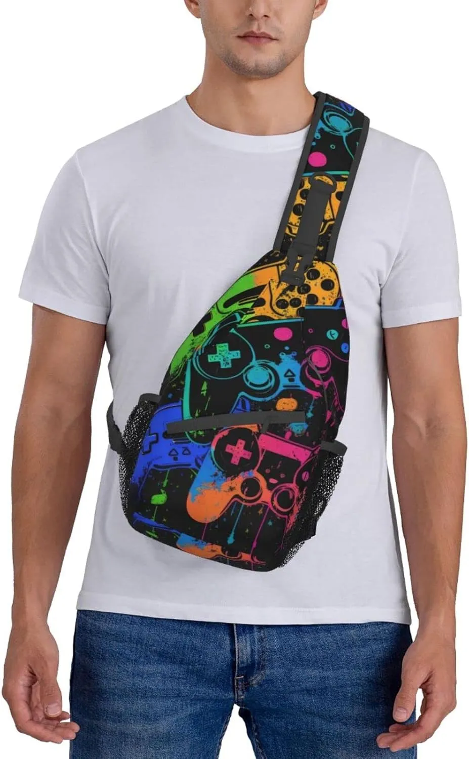Video Game Controller Crossbody Sling Backpack For Women & Men Chest Sling Backpack Casual For Travel Hiking