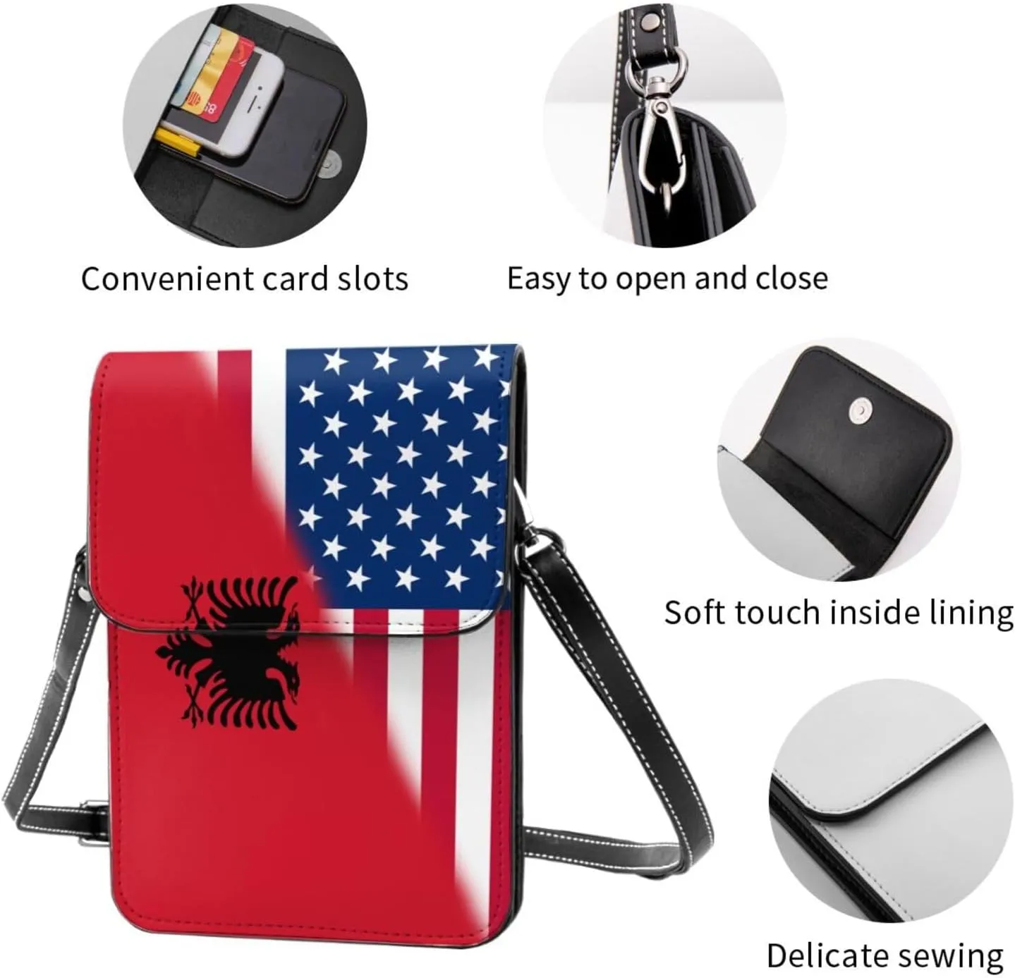 Vintage America Bahamas Flag Small Crossbody Purse Cell Phone Bag for Women Girls Mini Over Shoulder Handbag Wallet