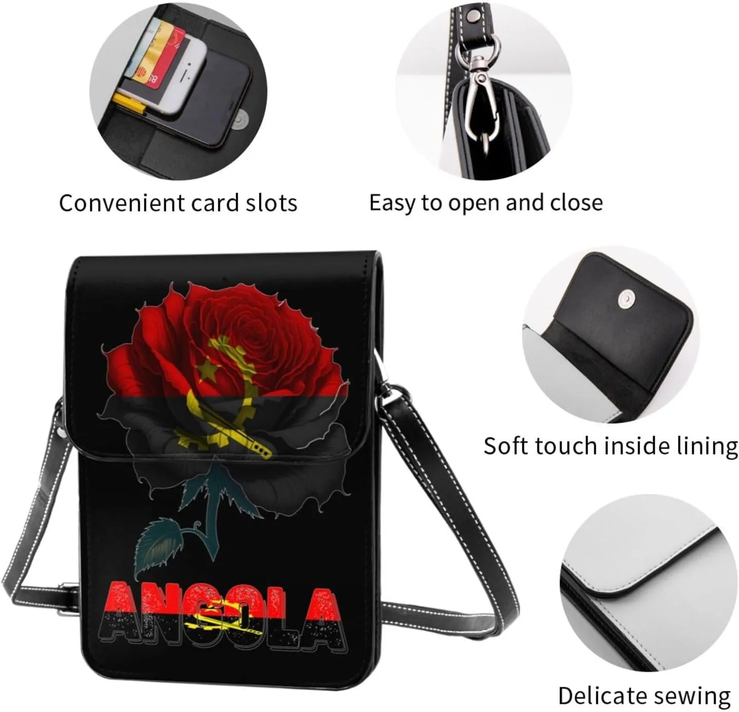 Vintage Argentina Argentinean Flag Rose Flower Small Crossbody Purse Cell Phone Bag for Women
