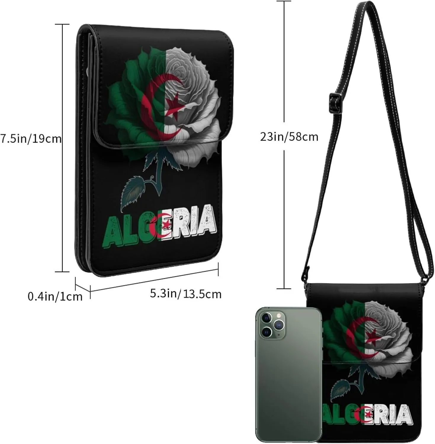 Vintage Argentina Argentinean Flag Rose Flower Small Crossbody Purse Cell Phone Bag for Women