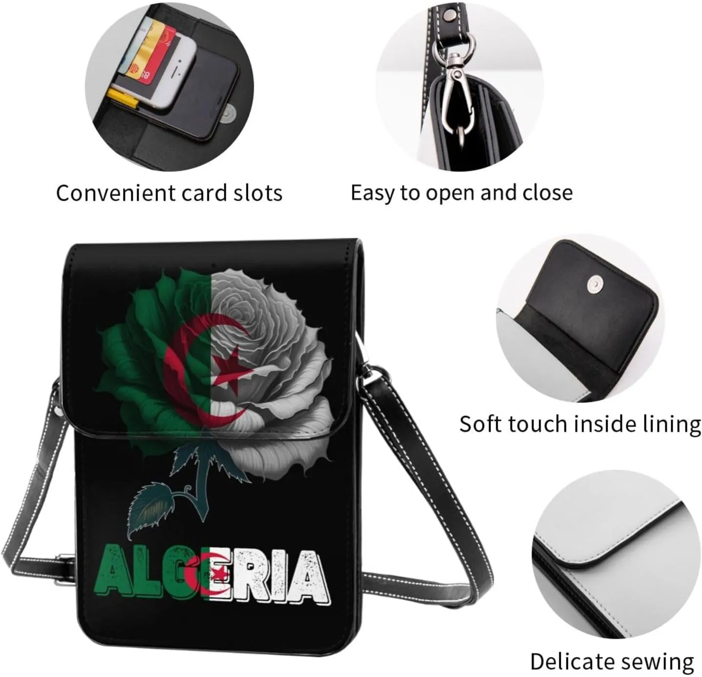 Vintage Argentina Argentinean Flag Rose Flower Small Crossbody Purse Cell Phone Bag for Women