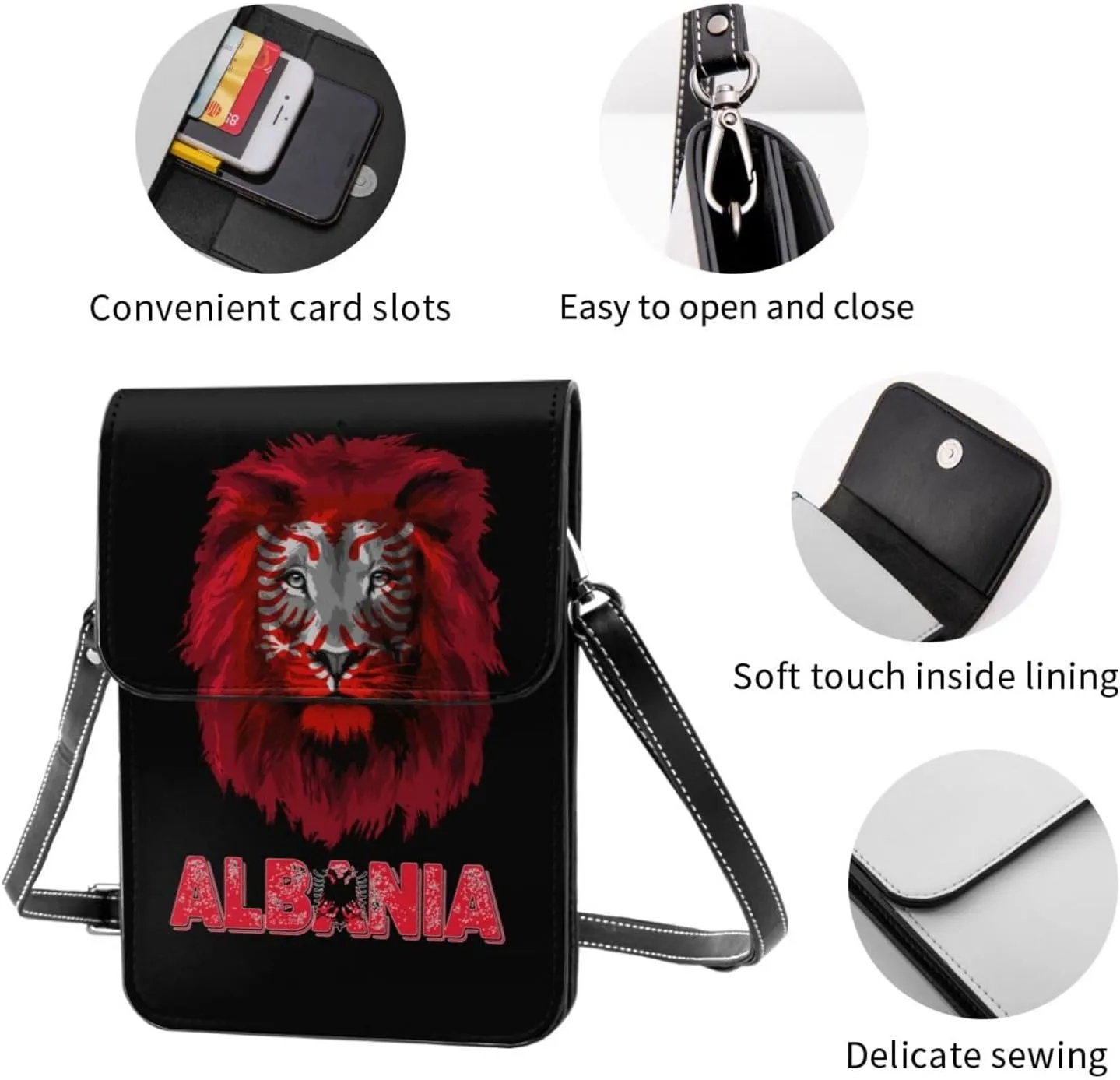 Vintage Barbados Barbadian Flag Lion Head Small Crossbody Purse Cell Phone Bag for Women