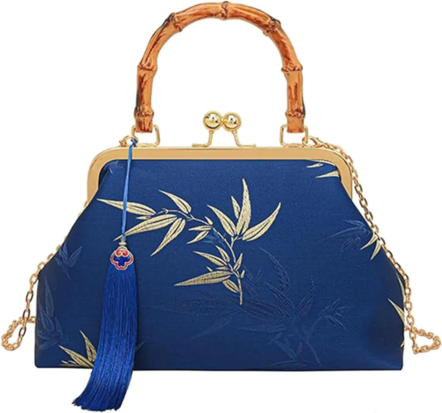 Vintage Embroidered Flower Handbag, Flower Embroidery Rustic Shoulder Bag, Kiss Lock Closure Bag for Women