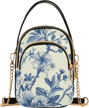 Vintage Floral Motifs Small Women's Crossbody Purse, Shoulder Bag for Women Handbags Cell Phone Purse