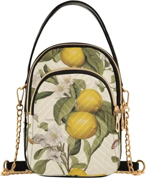 Vintage Lemons with Butterflies Crossbody Shoulder Bag, Ladies Shoulder Handbags, Modern Crossbody Bags for Women