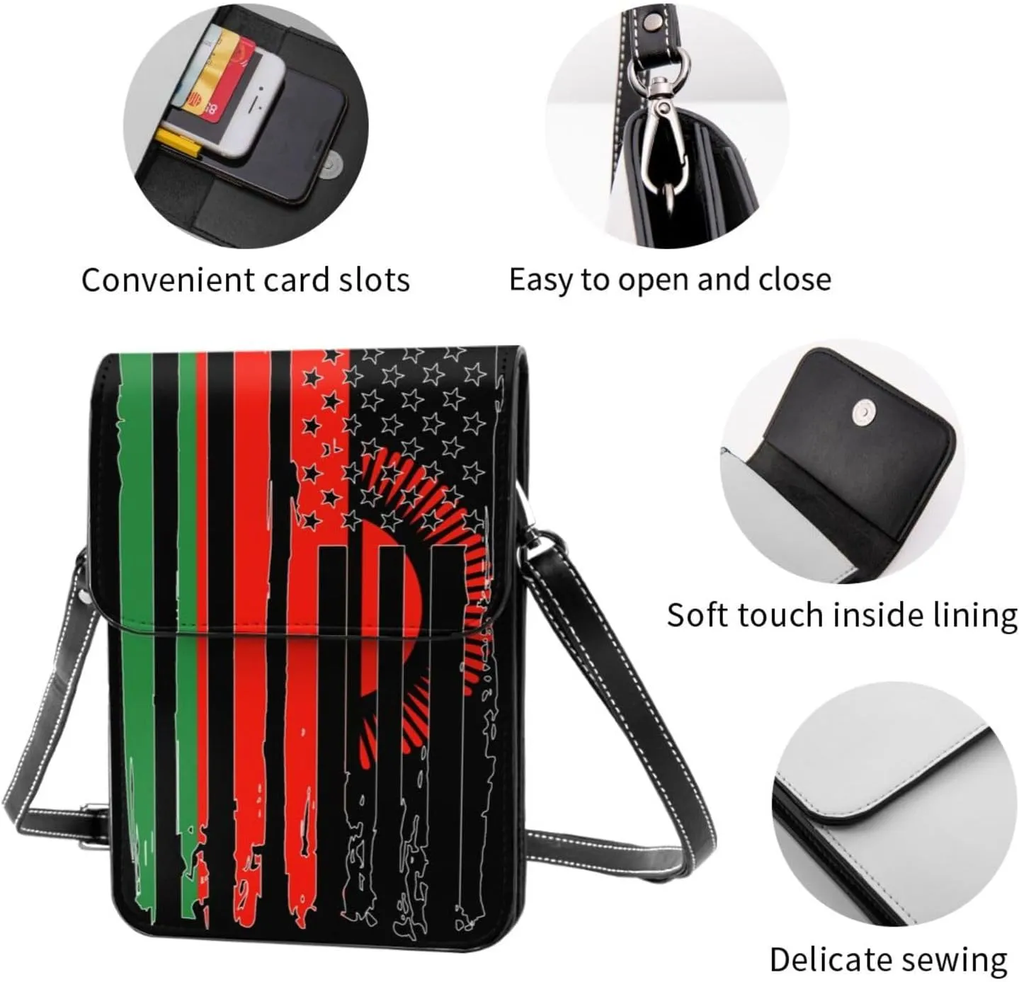 Vintage Niger Nigerien America Flag Striped Patterns Small Crossbody Purse Cell Phone Bag for Women