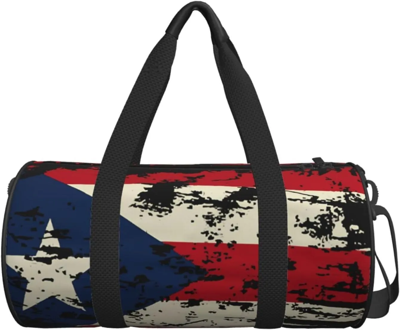 Vintage Puerto Rican Flag Pride Round Travel Duffel Bag Large Capacity Gym Sports Bags for Hiking Vacation Trips