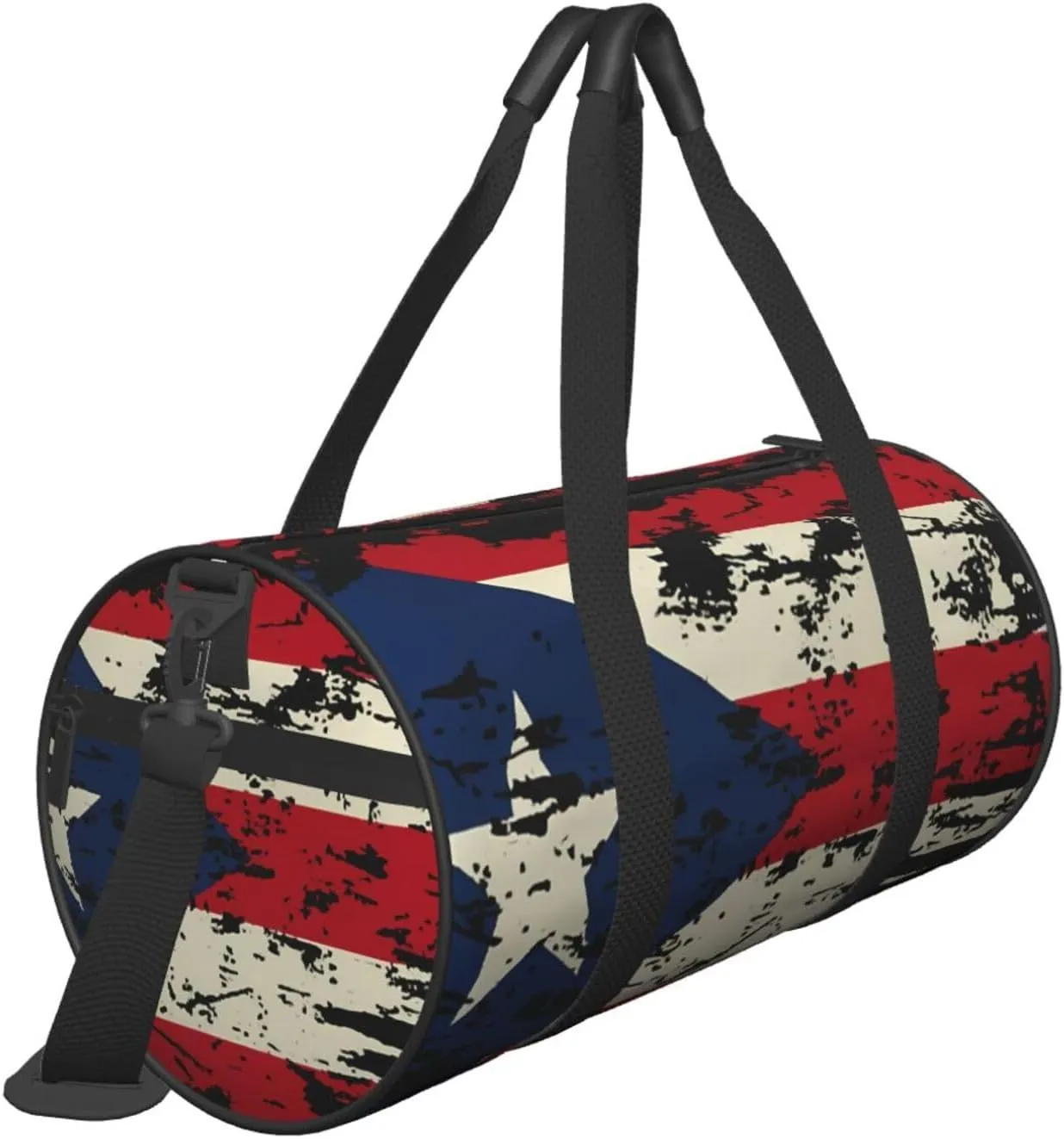 Vintage Puerto Rican Flag Pride Round Travel Duffel Bag Large Capacity Gym Sports Bags for Hiking Vacation Trips