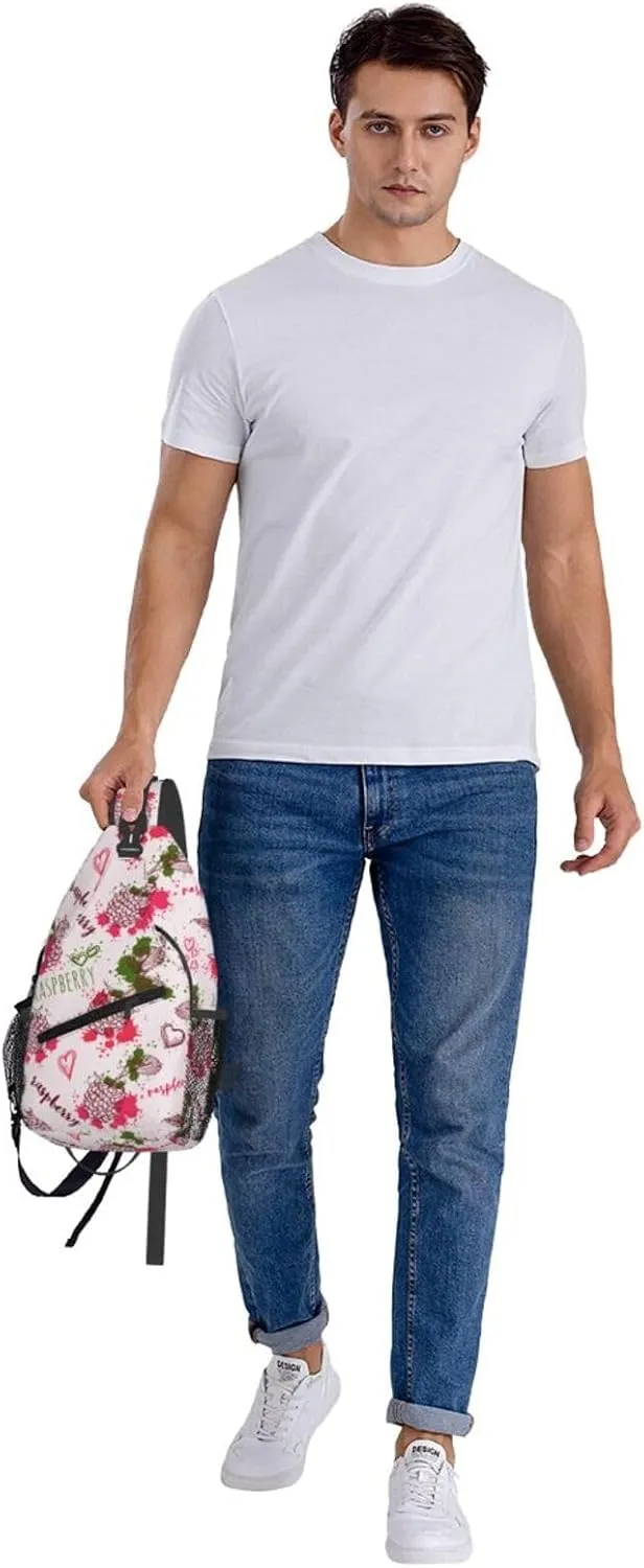 Vintage Raspberry Splashes Cross Chest Bag Diagonally Hiking Crossbody Bag Travel Shoulder Daypack Lightweight Sling Backpack Cycling Daypacks Fitness Chest Backpacks