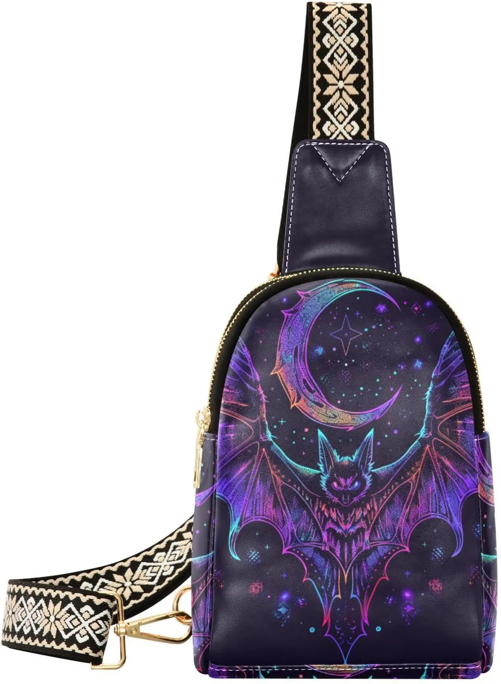 Vintage Rose Floral Leather Crossbody Sling Bag for Women - Chest & Waist Pack