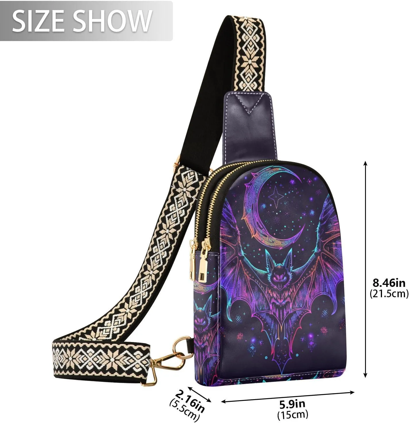 Vintage Rose Floral Leather Crossbody Sling Bag for Women - Chest & Waist Pack
