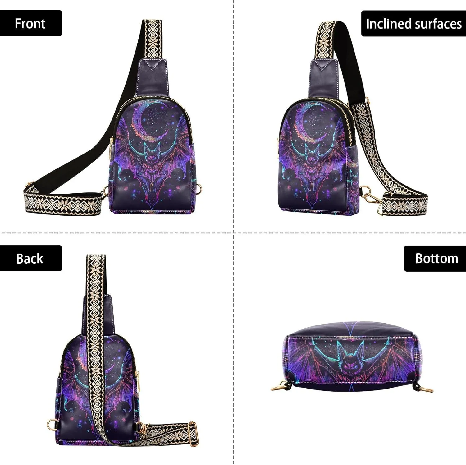 Vintage Rose Floral Leather Crossbody Sling Bag for Women - Chest & Waist Pack