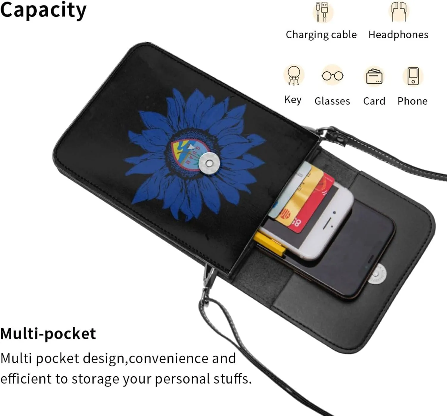 Vintage Sunflower Liberia Liberian Flag Small Crossbody Purse Cell Phone Bag for Women
