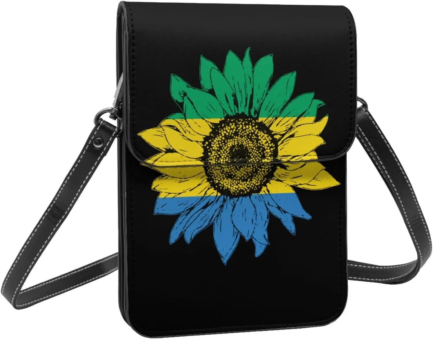Vintage Sunflower Liberia Liberian Flag Small Crossbody Purse Cell Phone Bag for Women