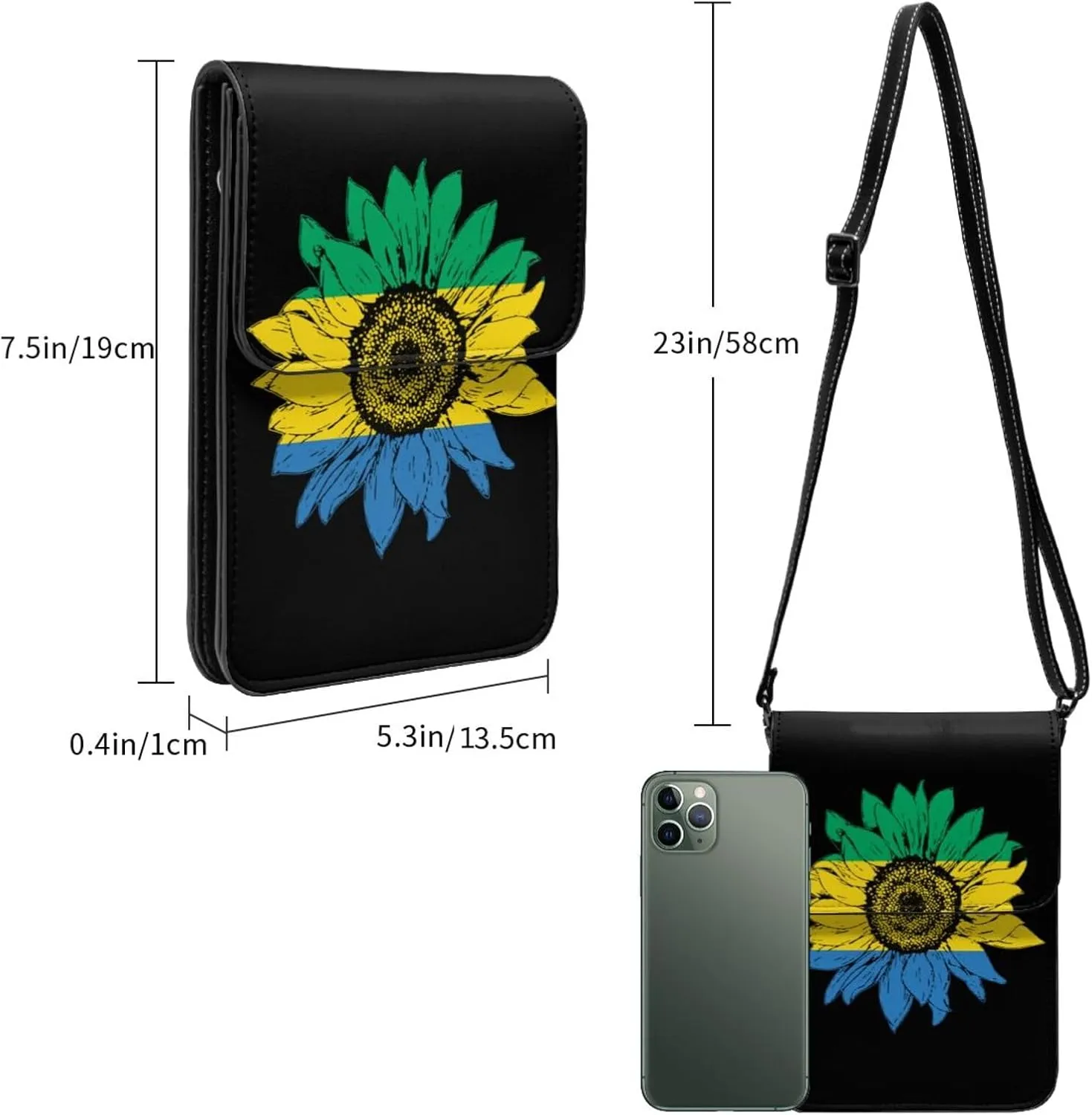 Vintage Sunflower Liberia Liberian Flag Small Crossbody Purse Cell Phone Bag for Women